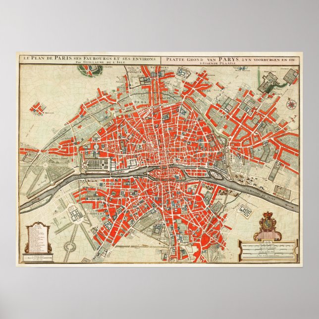 Vintage Paris Karta Poster (Framsidan)