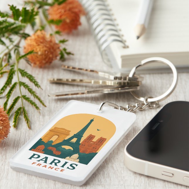 Vintage Paris Keychain – French Cathedral Retro (Högra Framsidan)