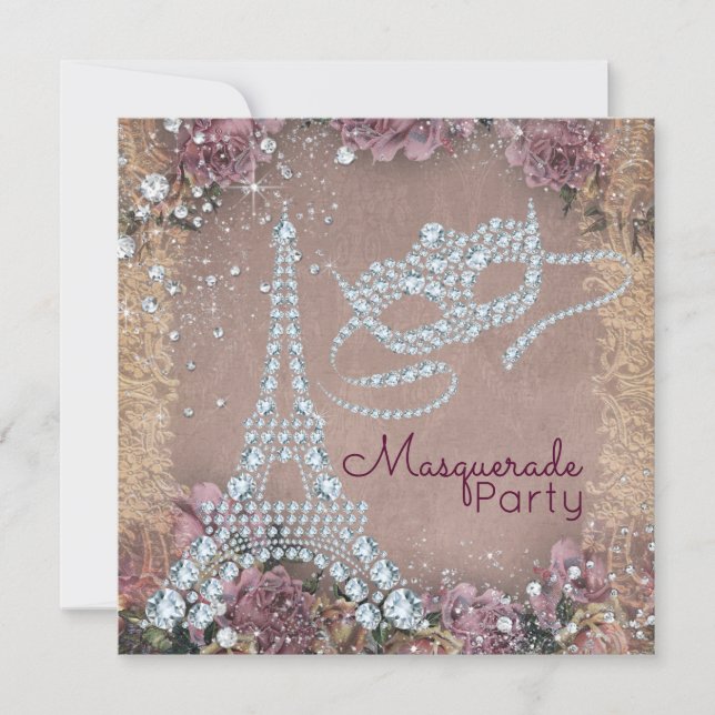 Vintage Paris maskeradfest Inbjudningar (Framsida)