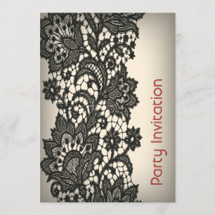 Vintage Paris mode blommönster Black snöre Inbjudningar