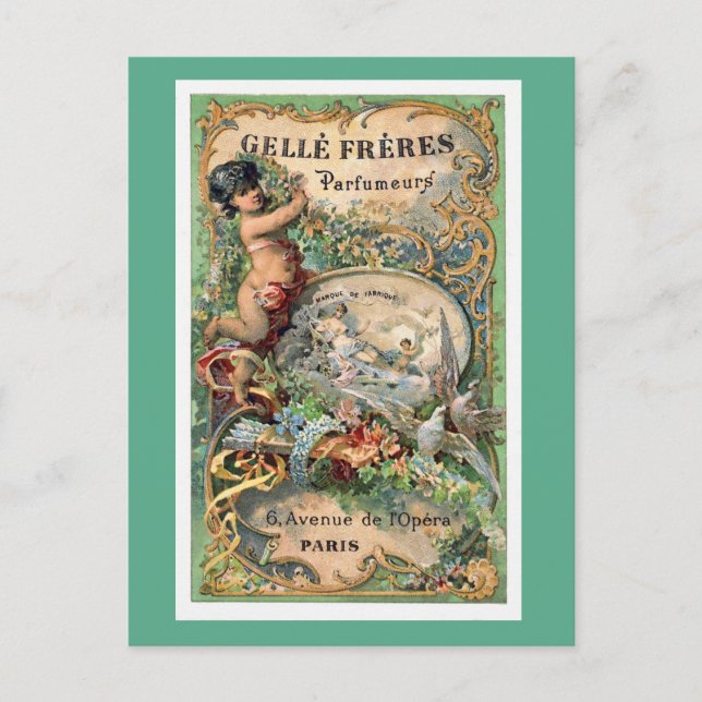 Vintage Paris Parfume Label Vykort (Framsida)