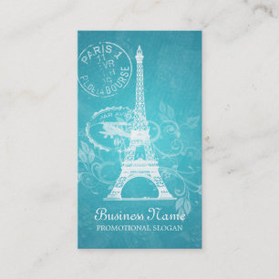 Vintage Paris Postcard Blue Visitkort