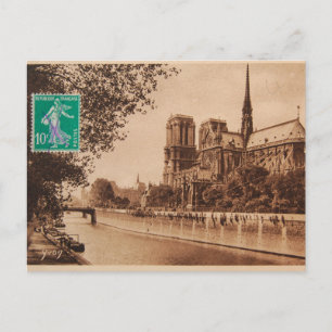 Vintage Paris-postkort, Notre Dame-katedral Vykort