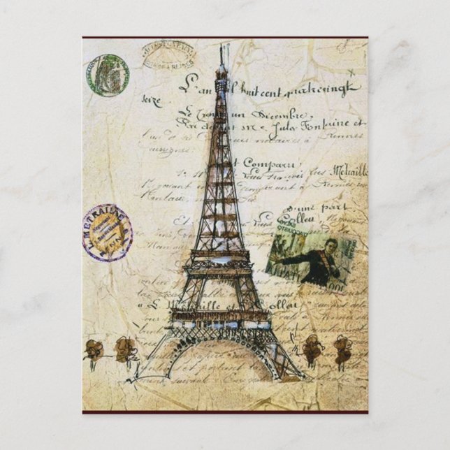 Vintage PARIS POSTKORT Vykort (Framsida)