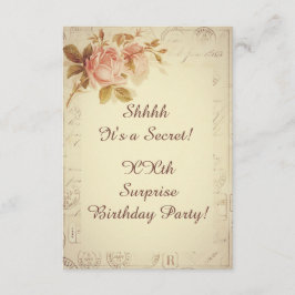 Vintage Paris Postmarks Chic Rosor Surprise Party Inbjudningar