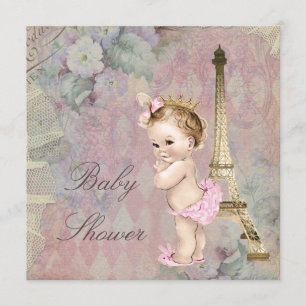 Vintage Paris Princess Blommigt Baby Shower Inbjudningar