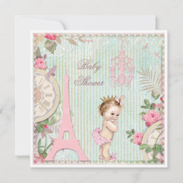 Vintage Paris Princess Shabby chic Baby Shower Inbjudningar