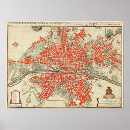 Vintage Paris-resan karta. Gammal stad. Retro Fran Poster
