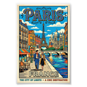 Vintage Paris-resemål - Ljusstaden Fototryck