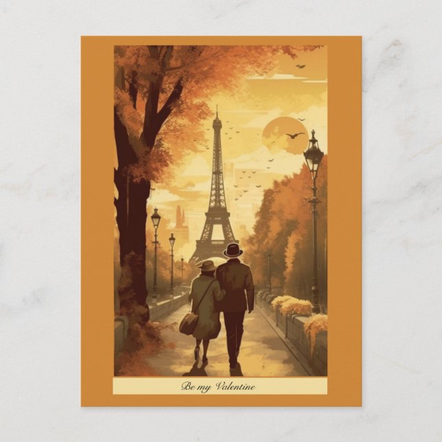 Vintage Paris Romantik Resa Hälsningar Vykort (Framsida)