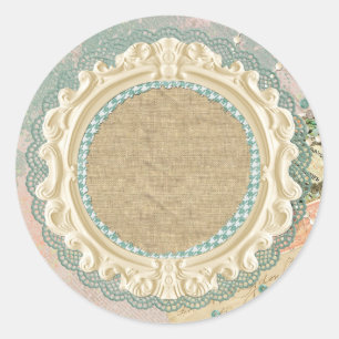 Vintage Paris Shabby Chic Fransk Ram Butik Runt Klistermärke