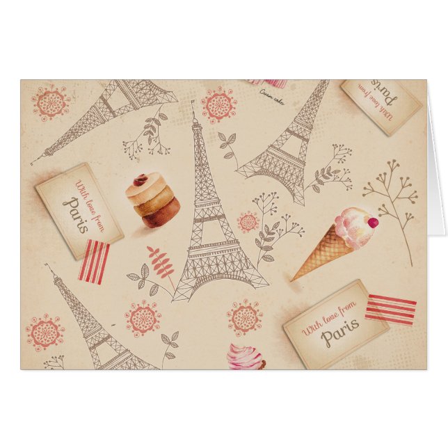 Vintage Paris Sweets Hälsningskort (Framsidan Horizontal)