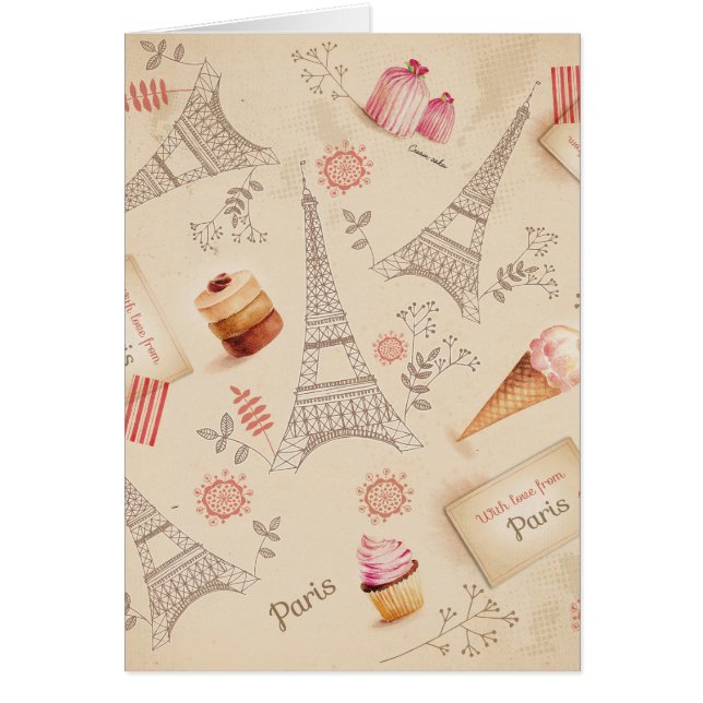Vintage Paris Sweets Hälsningskort (Framsidan)