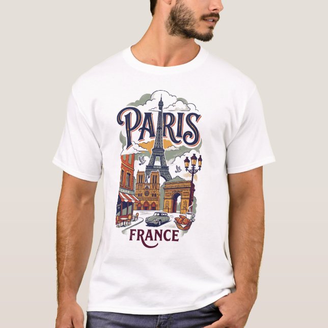 Vintage Paris Tee Herr T-Shirts (Framsida)