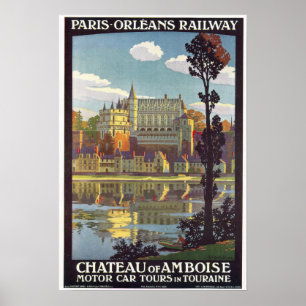Vintage Paris till Orleans Frankrike Railroad Trav Poster
