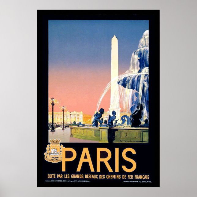 Vintage Paris Travel Advertisement Poster (Framsidan)