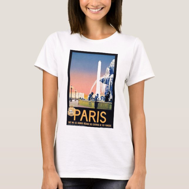 Vintage Paris Travel Advertisement T Shirt (Framsida)
