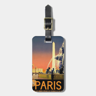 Vintage Paris Travel Poster Luggage Tag Bagagebricka