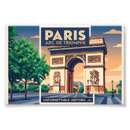 Vintage Paris Triumfbågen Resa Poster