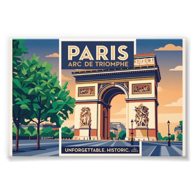 Vintage Paris Triumfbågen Resa Poster (Framsidan)