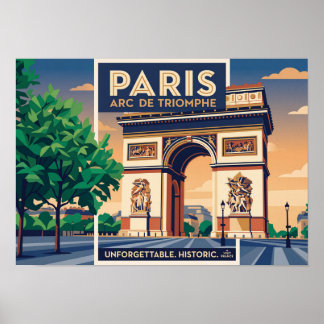 Vintage Paris Triumfbågen Resa Poster