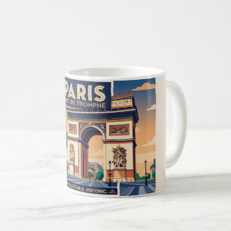 Vintage Paris Triumfbågen Resa Poster Kaffemugg