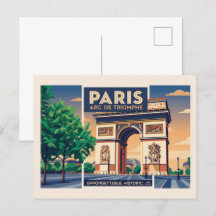 Vintage Paris Triumfbågen Resa Poster