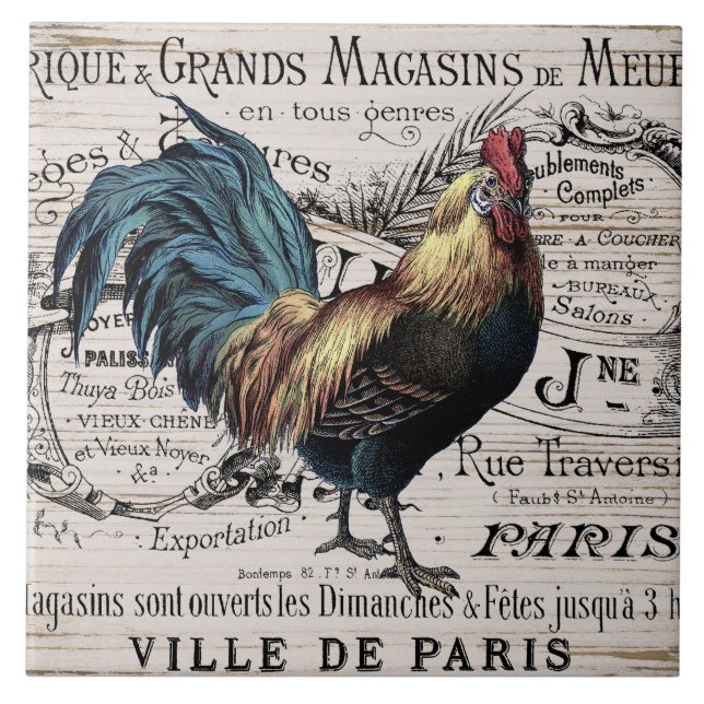 Vintage Paris tupp hemdekokerpanel Kakelplatta (Framsidan)