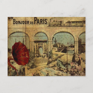 Vintage Paris-utskrift Vykort