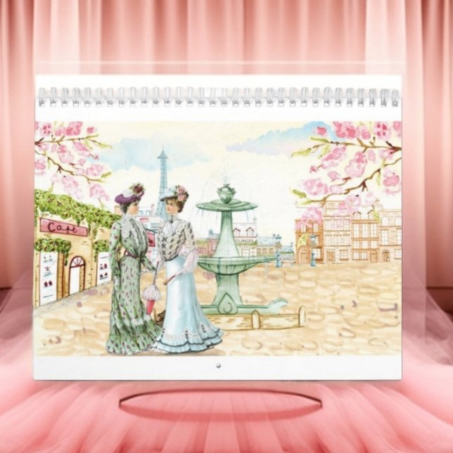Vintage Paris Victorian mode Retro Parisianer Kalender (Skapare uppladdad)