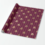 Vintage Paris vinrött och guld Rosmönster Presentpapper<br><div class="desc">Paris vintage vinröd och guld franska rosor presentpapper.</div>