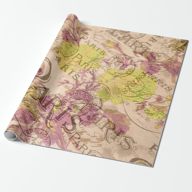 Vintage Paris Wrapping Papper Presentpapper (Utrullad)
