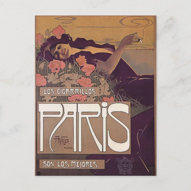 Vintage Pariscigarettreklam Vykort (Framsida)