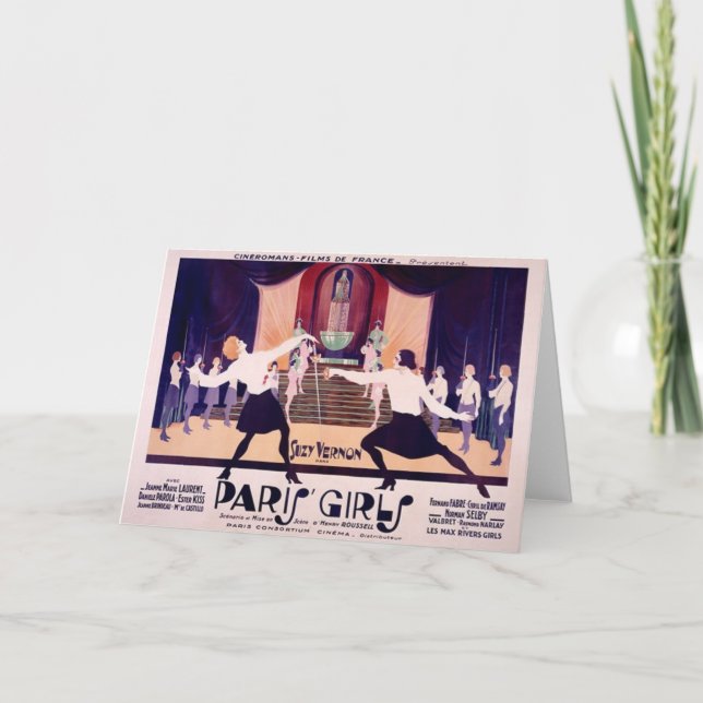 Vintage Parisflickans anteckningskort (Framsida)