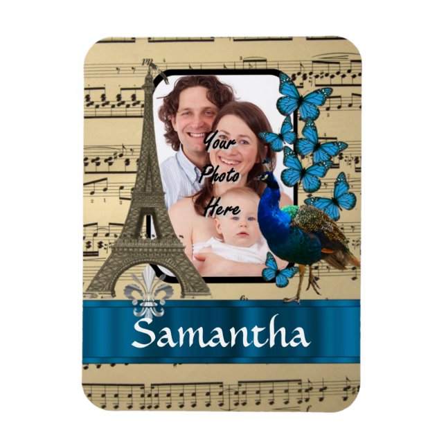 Vintage Parisian collage on Music lakan Magnet (Vertikal)