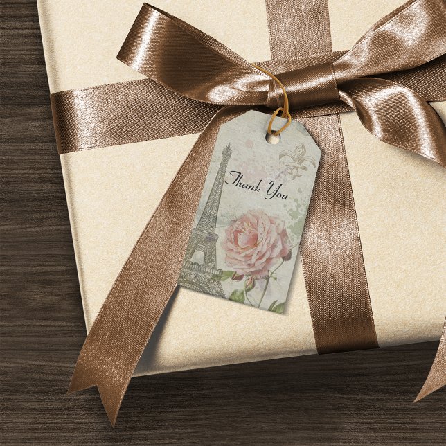 Vintage Parisian Party Tack Presentetikett (Skapare uppladdad)