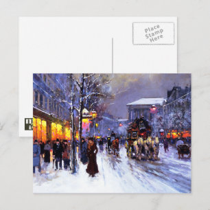 Vintage Parisian Scene-jul Helg Vykort