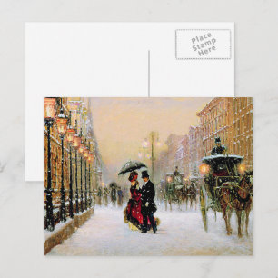 Vintage Parisian Scene-jul Helg Vykort