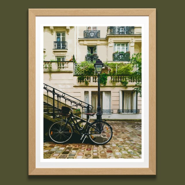 Vintage Parisian Street Bike Retro Poster (Skapare uppladdad)