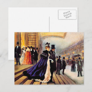 Vintage Parisian Winter Scene-jul Helg Vykort
