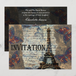 Vintage Parisisk bröllopsinbjudan Inbjudningar