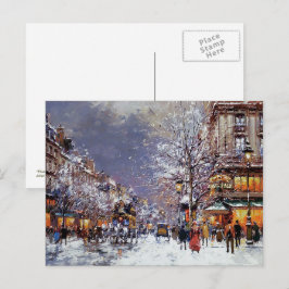 Vintage Parisisk scen-vykort för jul Helg Vykort