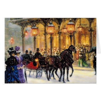 Vintage Parisisk scenjulkort Hälsningskort