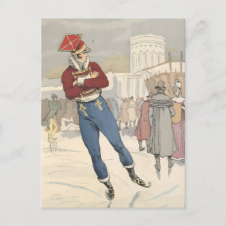 Vintage Parisiskt konståkningsmode 1898 Helg Vykort