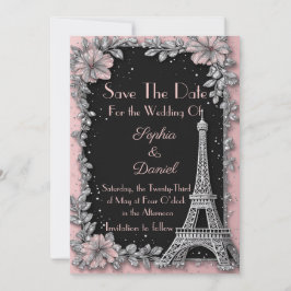 Vintage Parisiskt Rosa Silver Spara Datum