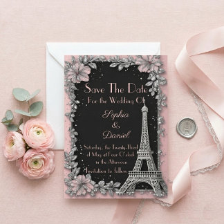 Vintage Parisiskt Rosa Silver Spara Datum