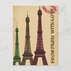 Vintage Parisreseturism Vykort