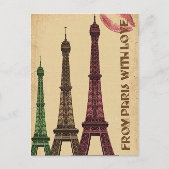 Vintage Parisreseturism Vykort (Framsida)