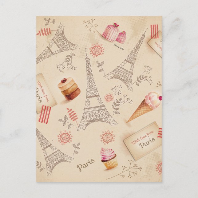 Vintage Parissötsaker Vykort (Framsida)