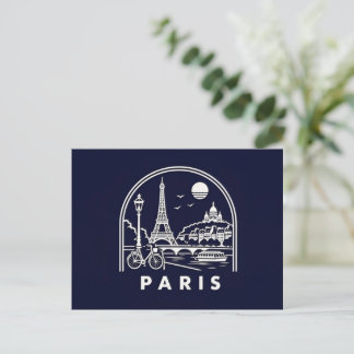 Vintage Parisutsikt | Retro fransk resa . Helg Vykort